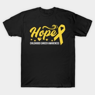 Hope For A Cure Childhood Cancer Awareness Support Childhood Cancer Warrior Gifts T-Shirt